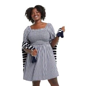 Draper James Jo Dee Dress Gingham Nassau Navy NWT SIZE 1X
